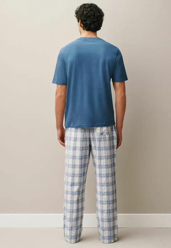 Пижамный комплект, хлопок, Reguler fit - eid check short sleeve set, Next, синий — фото 2