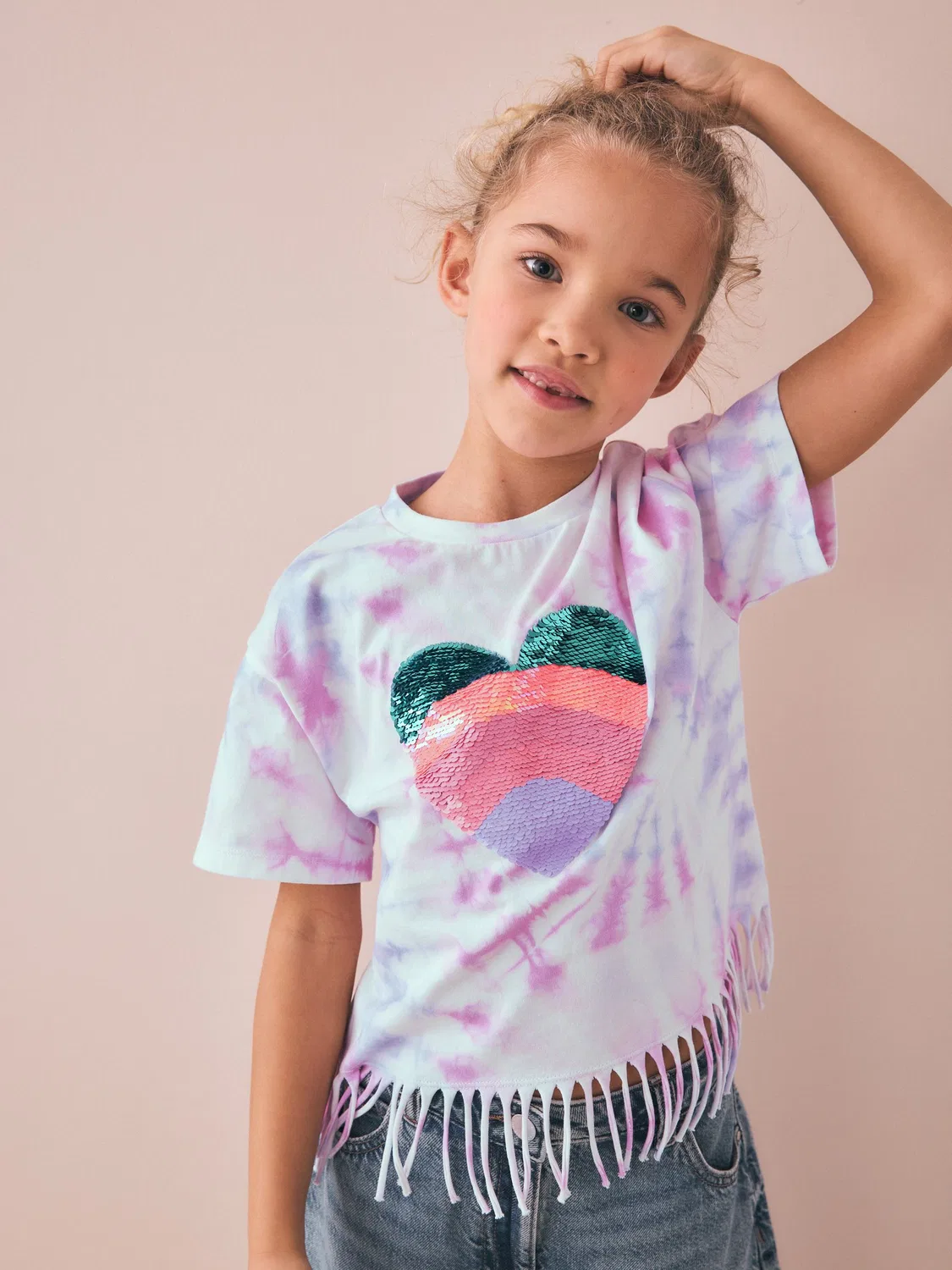Футболка с бахромой, Pink Tie-Dye Next, розовый