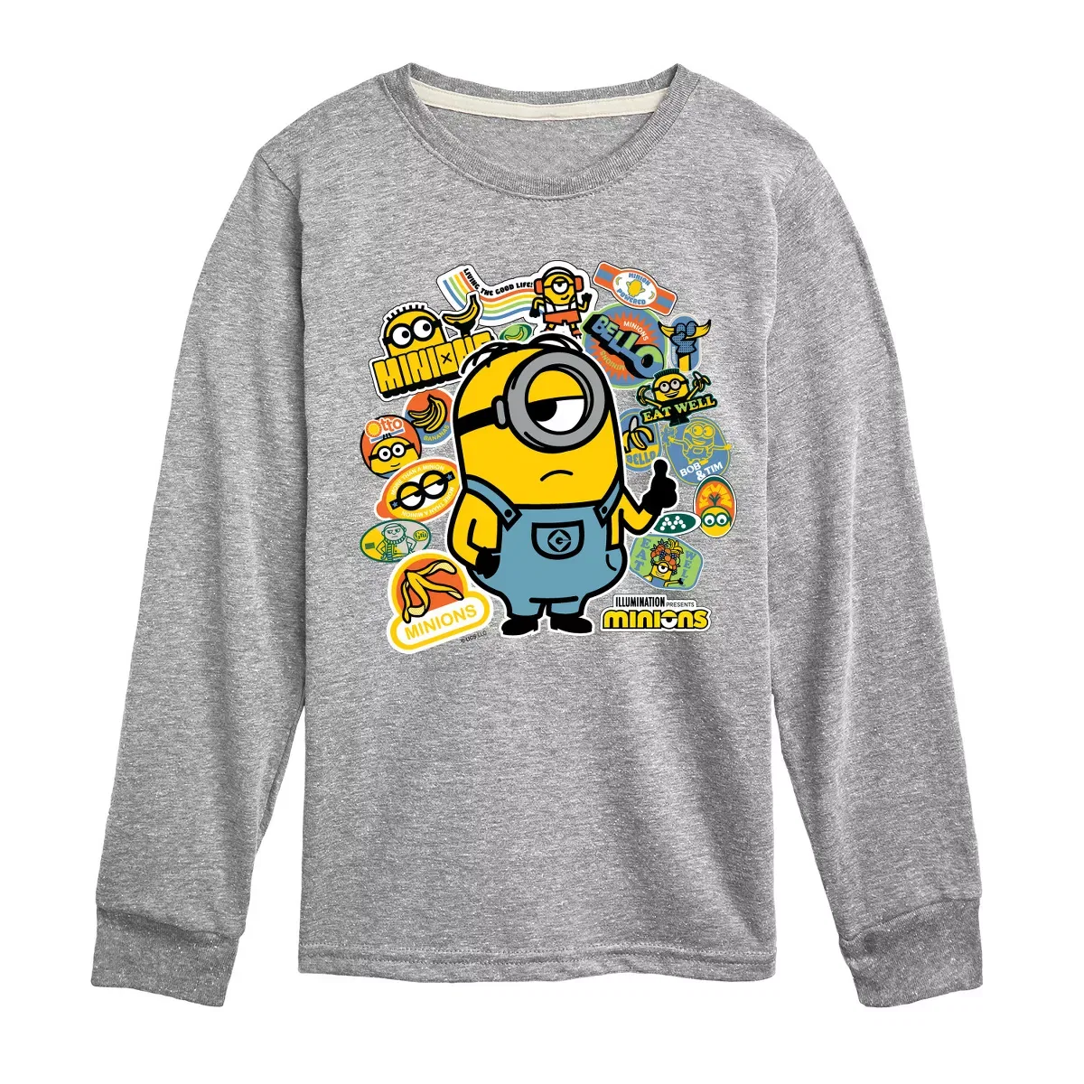 Детское лонгслив с принтом Minion & Banana Stickers Despicable Me, Black