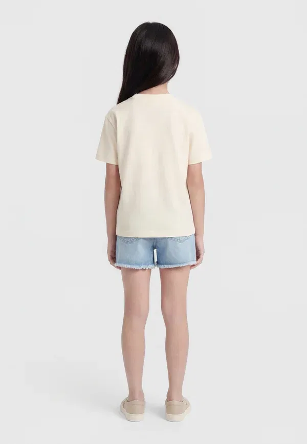 Футболка хлопковая Neck logo tee unisex Palm Angels, Off-white, белый — фото 2