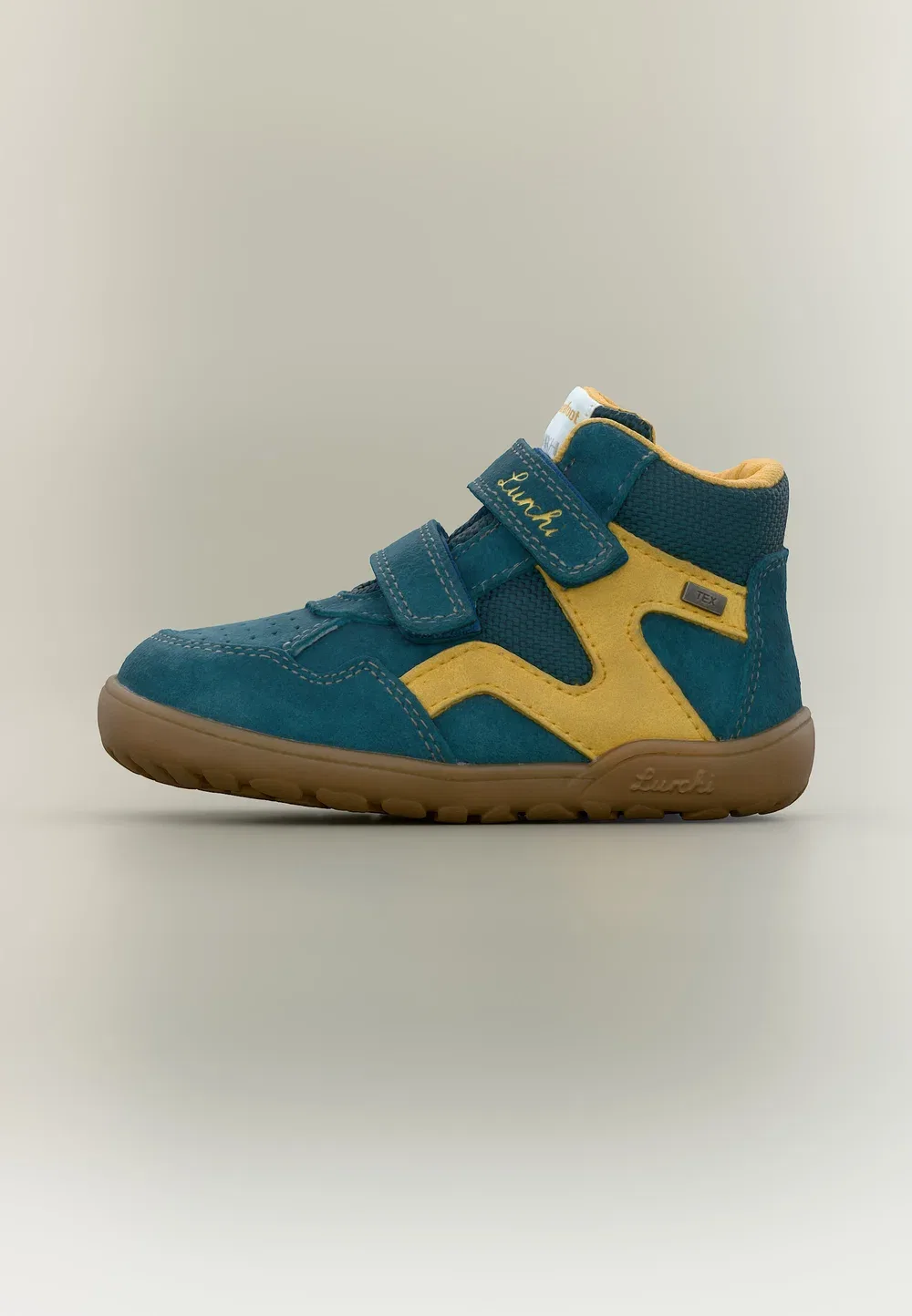 Унисекс кроссовки Jarven barefoot-tex - высокие Lurchi, Petrol/Yellow