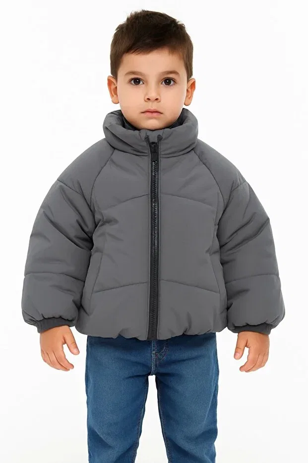 Детский пуховик с принтом Kidmark Çocuk Modası, Smoke Grey
