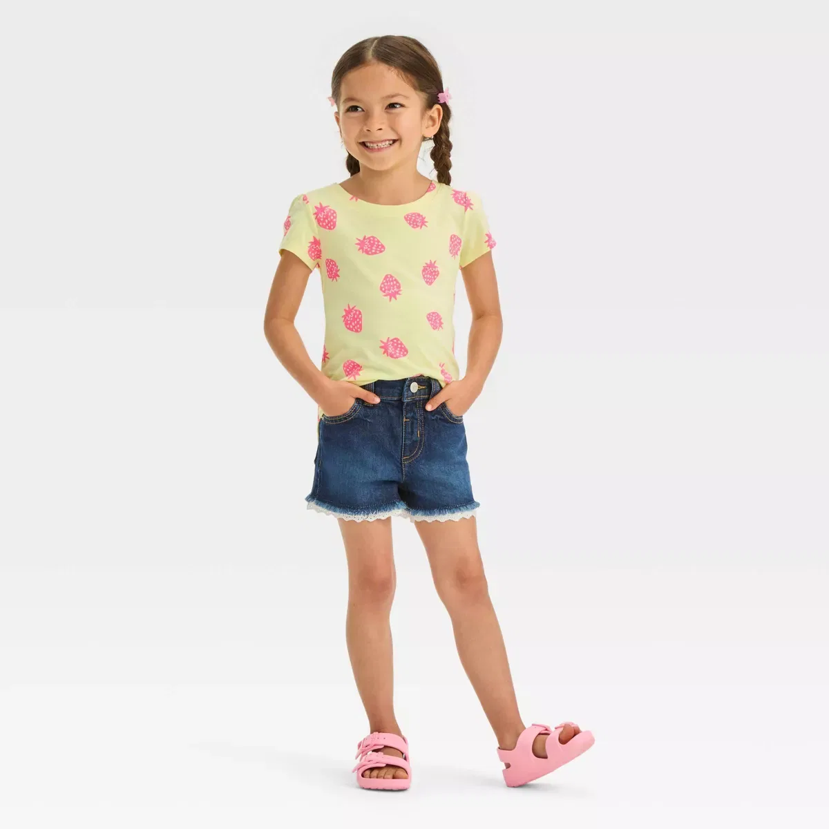 Детские шорты для девочек с бахромой Lace Cut-Off Shorts INFANT/TODDLER GIRL, Dark Blue — фото 3