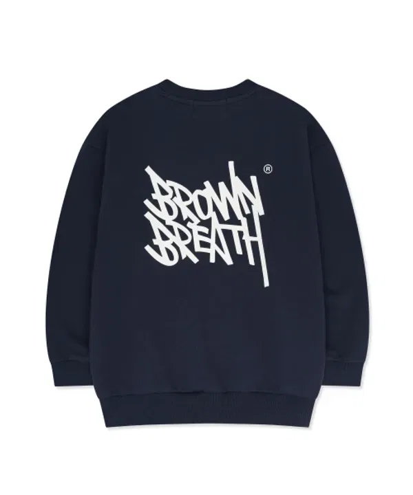 Свитшот детский с надписью, Kids tag crewneck Brownbreath Kids, navy — фото 2