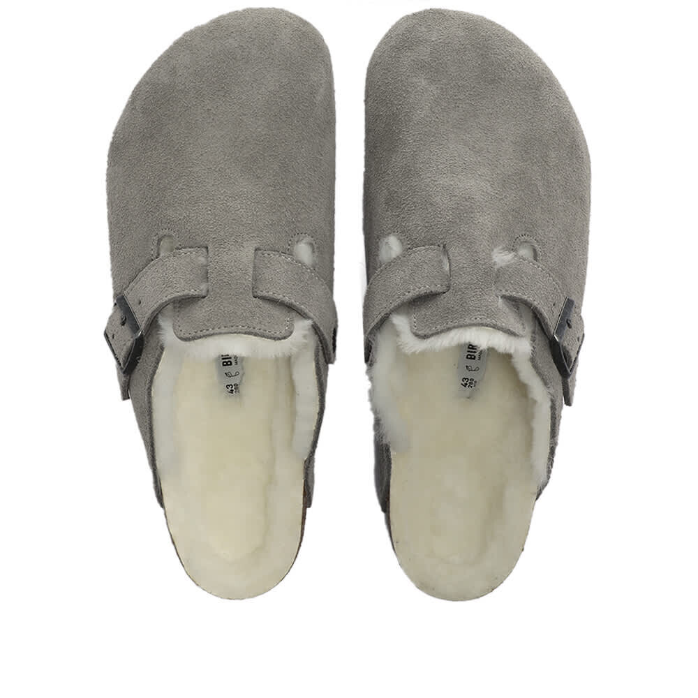 Мюли Birkenstock Boston Shearling Suede Leather, серый — фото 4