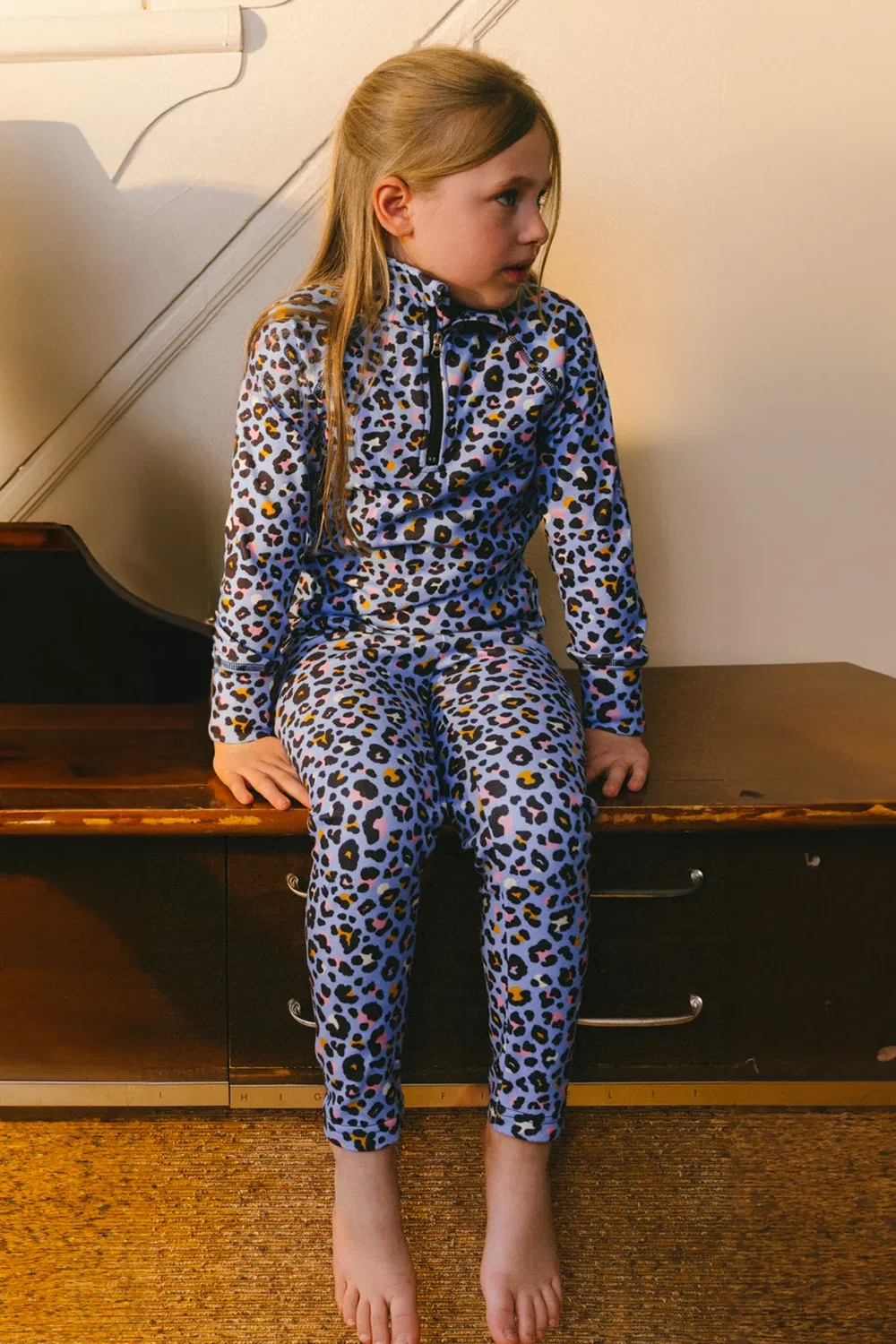 Детский термокомплект из двух предметов с начесом Blue Leopard Print Deux par Deux, Blue Leopard Print — фото 2
