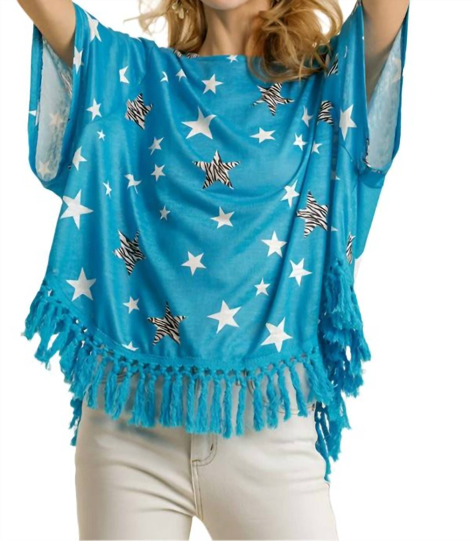 

Umgee Топ с принтом в виде звезд и кисточками, синий