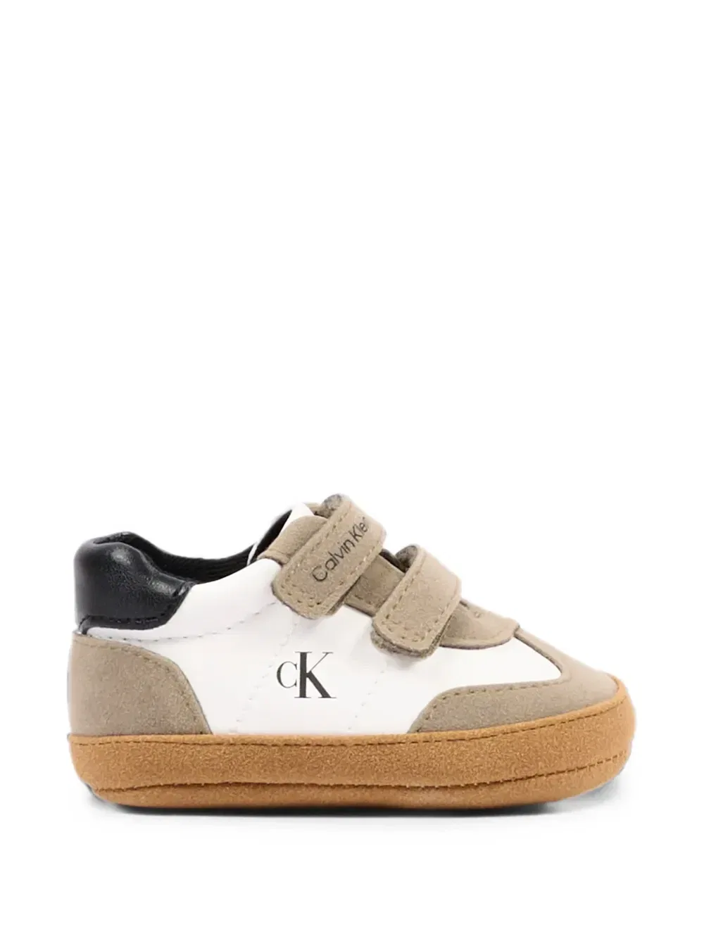 Кожаные низкие кроссовки на липучках Calvin Klein Kids, бежевый