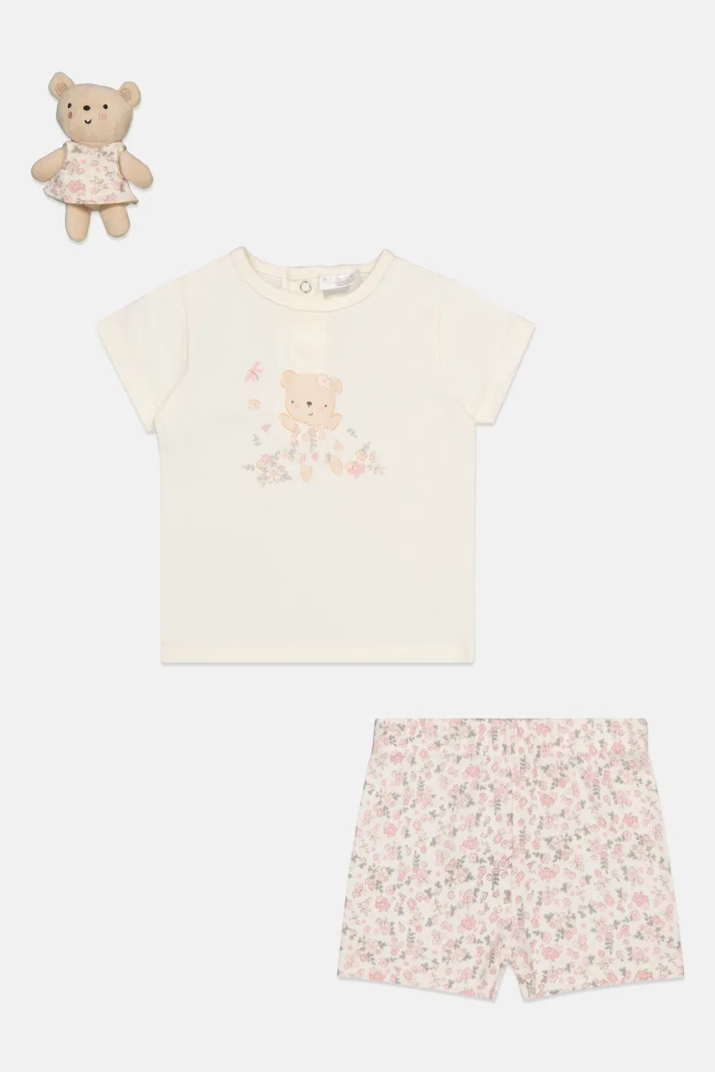 Комплект футболки и шортов с принтом с мягкой игрушкой Rock-A-Bye Baby Boutique, разноцветный — фото 2