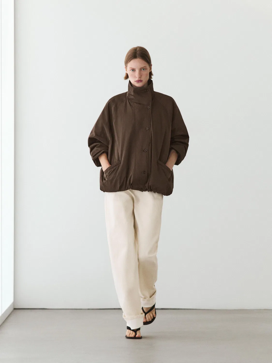 Куртка пуховая Massimo Dutti, объемная, Mole Brown