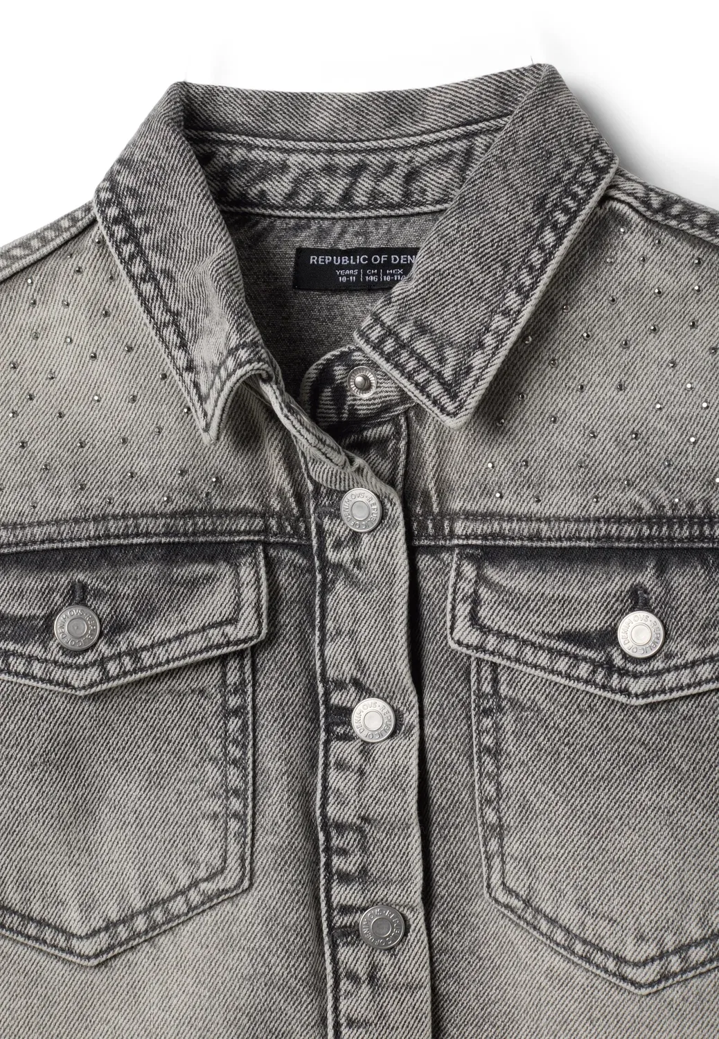 Короткая рубашка с заклепками - джинсовая куртка Ovs, Grey — фото 3