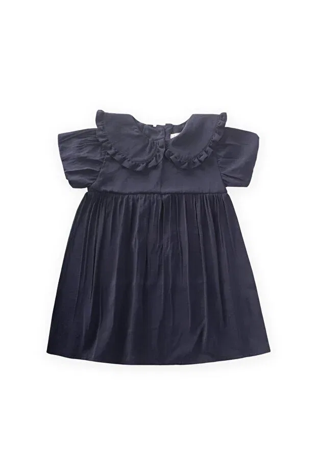 Детское платье для девочек хлопковое Collared modal dress Cigit, Navy Blue — фото 2