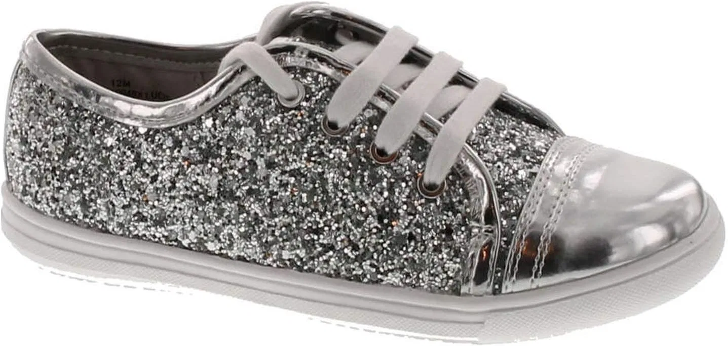 Детские кроссовки для девочек со шнуровкой Rachel Girls Lucie Fashion Lace Up Glitz Sneakers Rachel Shoes, Silver