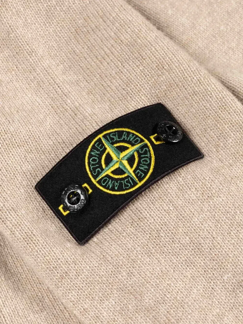 Свитер на молнии с нашивкой-логотипом Stone Island Junior, бежевый — фото 2