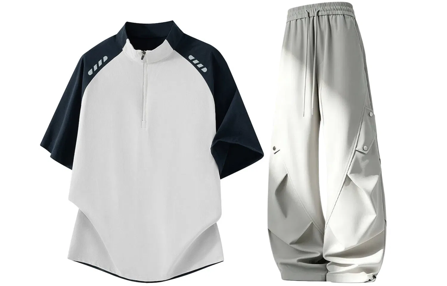 Детский спортивный комплект с воротником-поло GWAF, Navy Blue Top+Ecru Pants