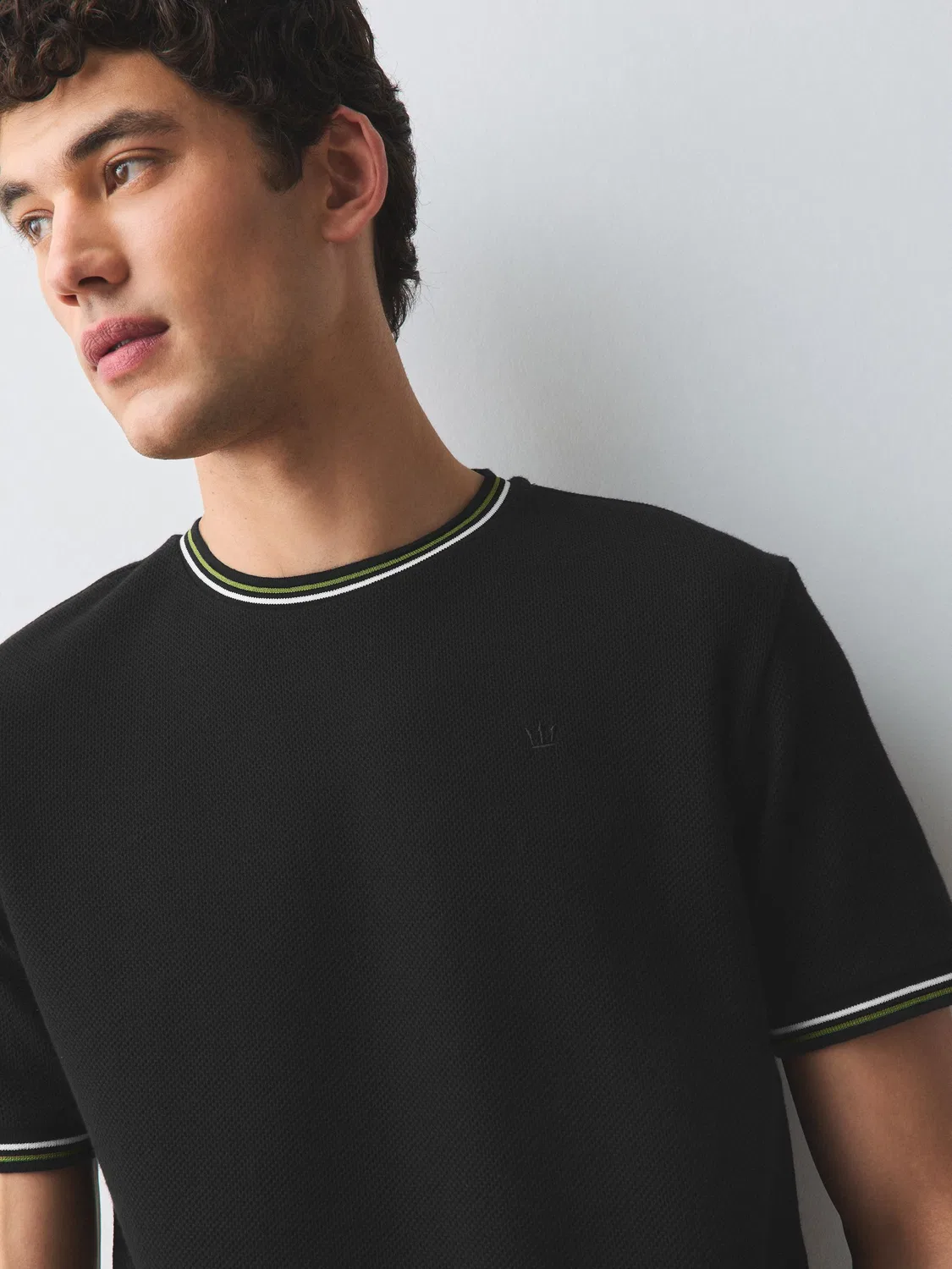 Футболка с контрастной отделкой, Black Tipped Slim Next, черный