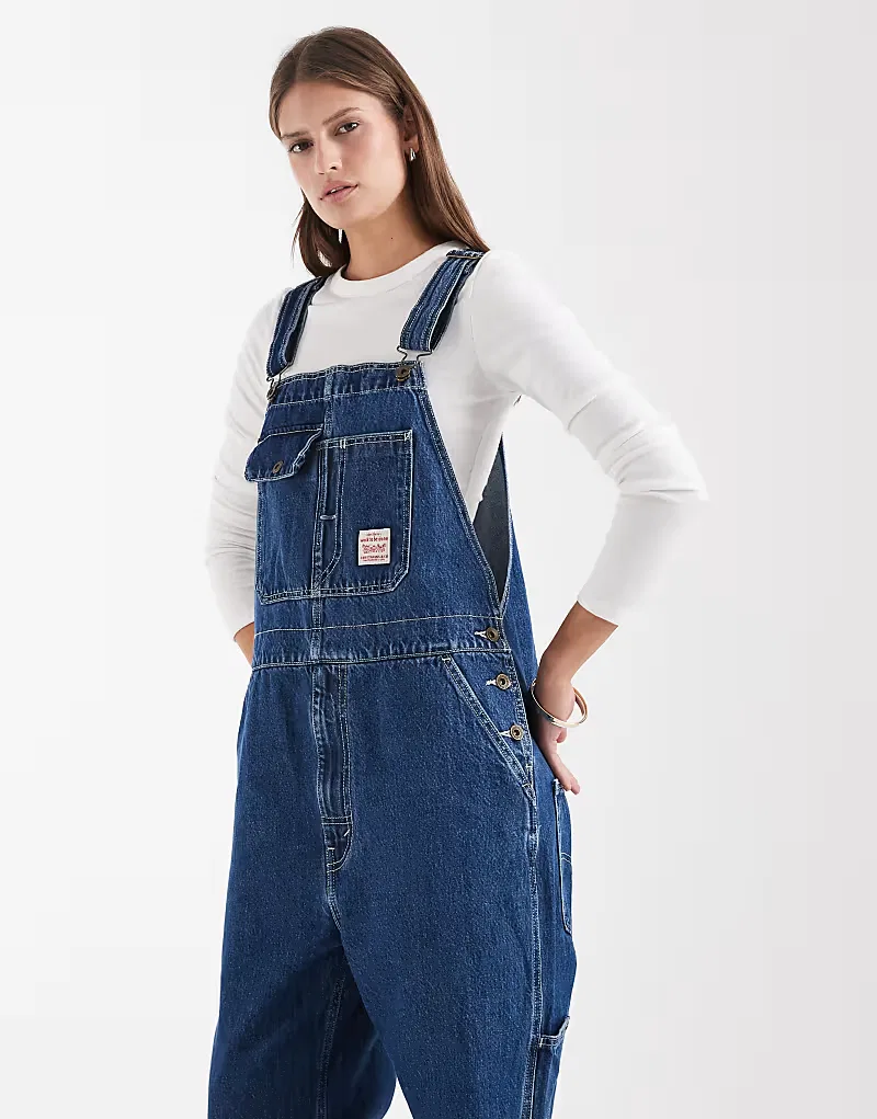 Свободный джинсовый комбинезон Levi's Workwear, средне-синий — фото 3