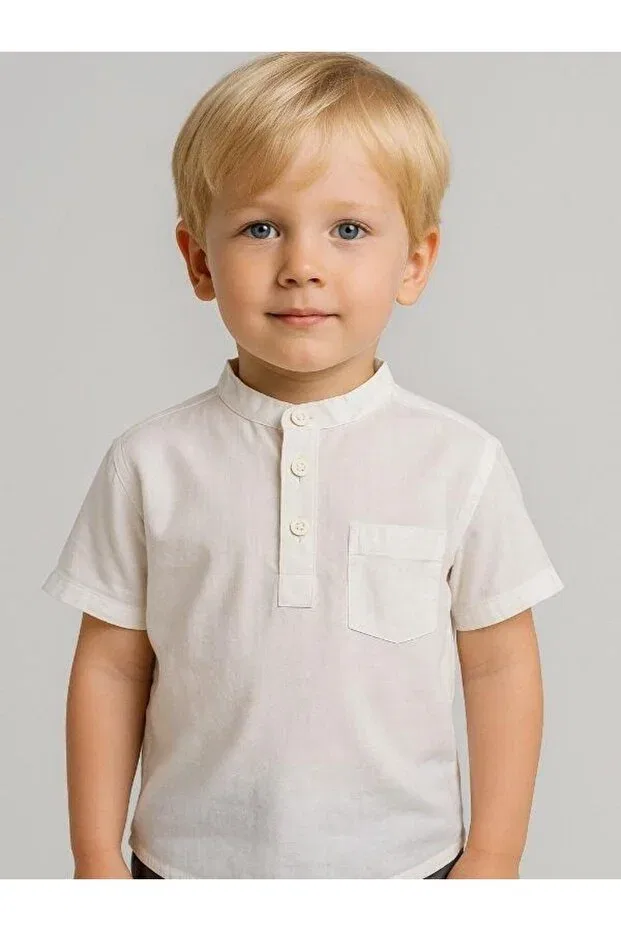 Детская рубашка для мальчиков с коротким рукавом Zekids, Cream