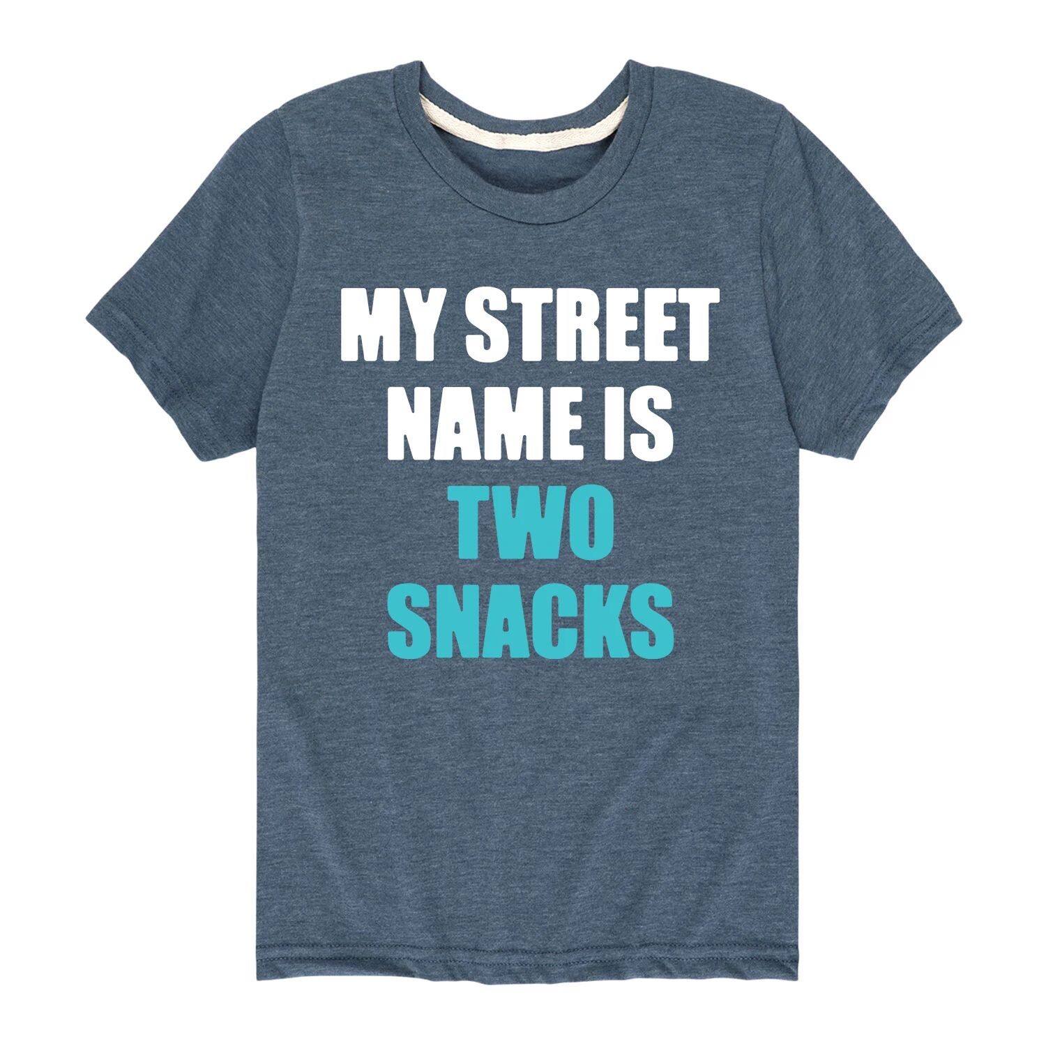 

Футболка с рисунком My Street Name Is Two Snacks для мальчиков 8–20 лет Licensed Character, синий