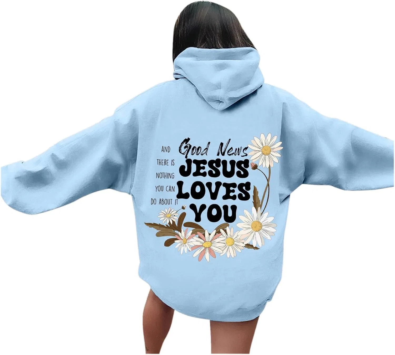 Женский свитшот с принтом, модель Christian Graphic, светло-синий