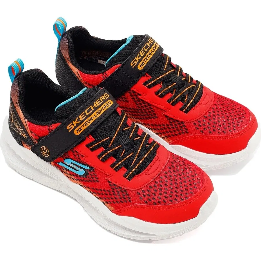 Детские спортивные кроссовки с шнуровкой Meteor-Lights 2.0 Skechers, Красный — фото 3