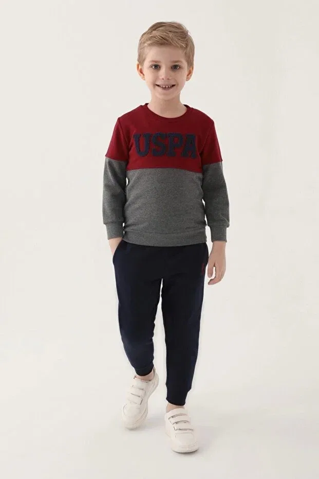Детский спортивный комплект для мальчиков с графическим принтом U.S. Polo Assn., Burgundy