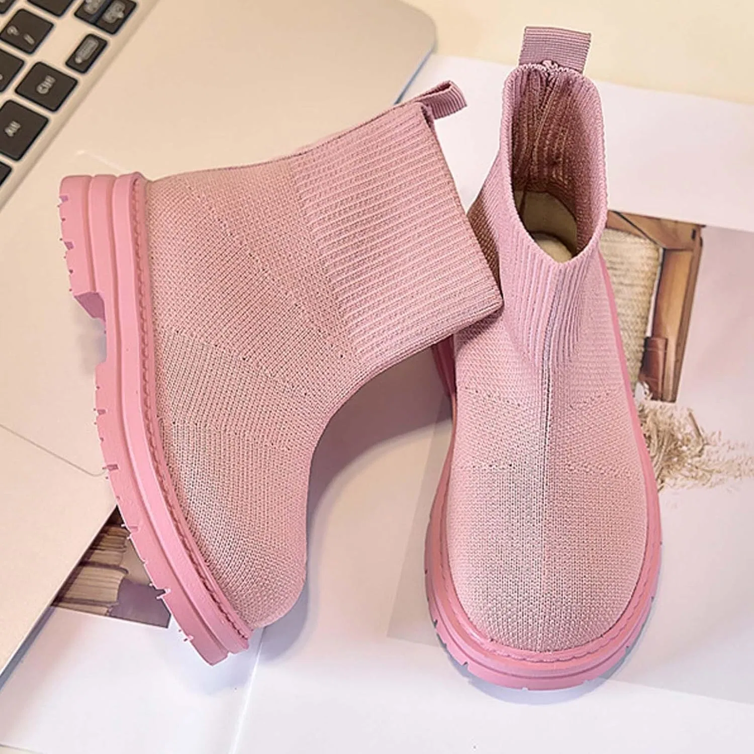 Детские сапоги для девочек с меховой подкладкой SHOPESSA, Pink — фото 3