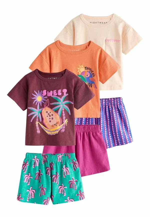 Пижамный комплект из 3 предметов, хлопок, Regular fit - tropical short pyjamas 3 pack .set - pyjama set, Next, оранжевый, нейтральный