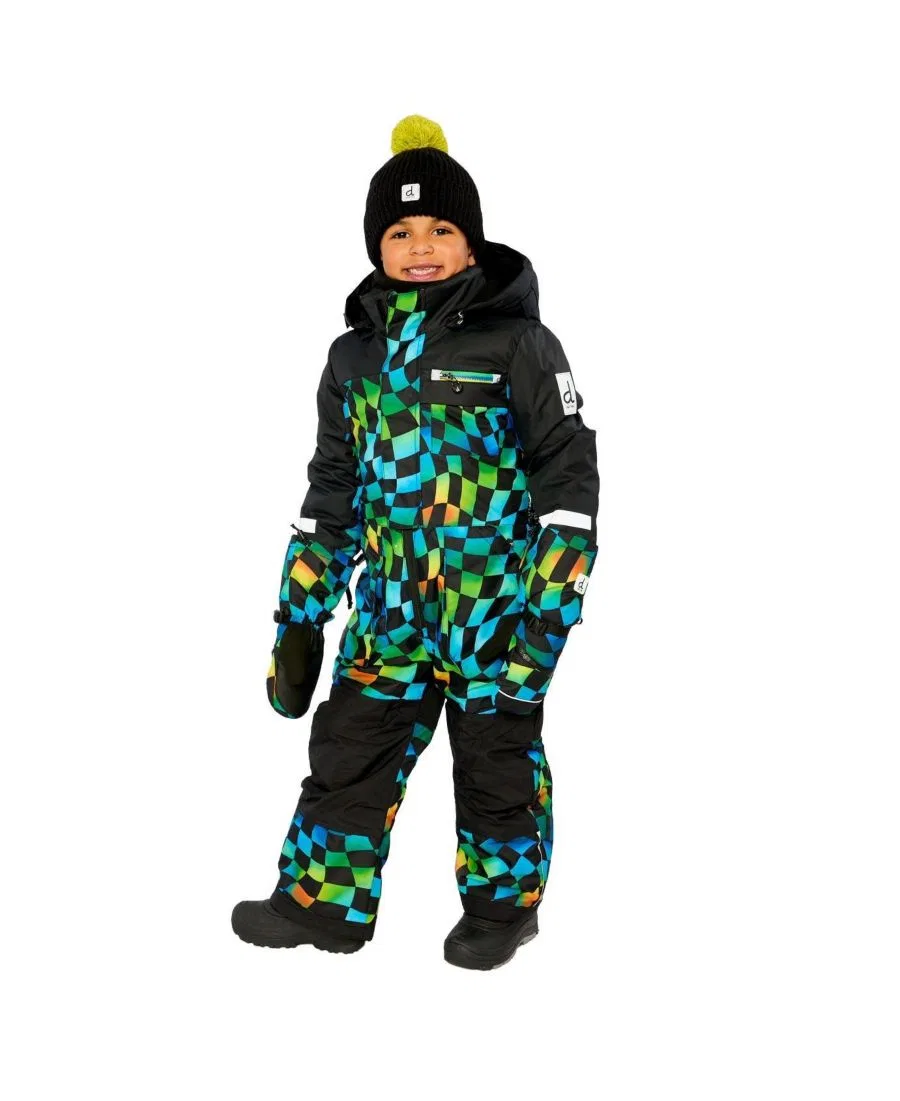 Детский комбинезон-снегокат с принтом в клетку Deux par Deux, Blue Checkered Print — фото 3