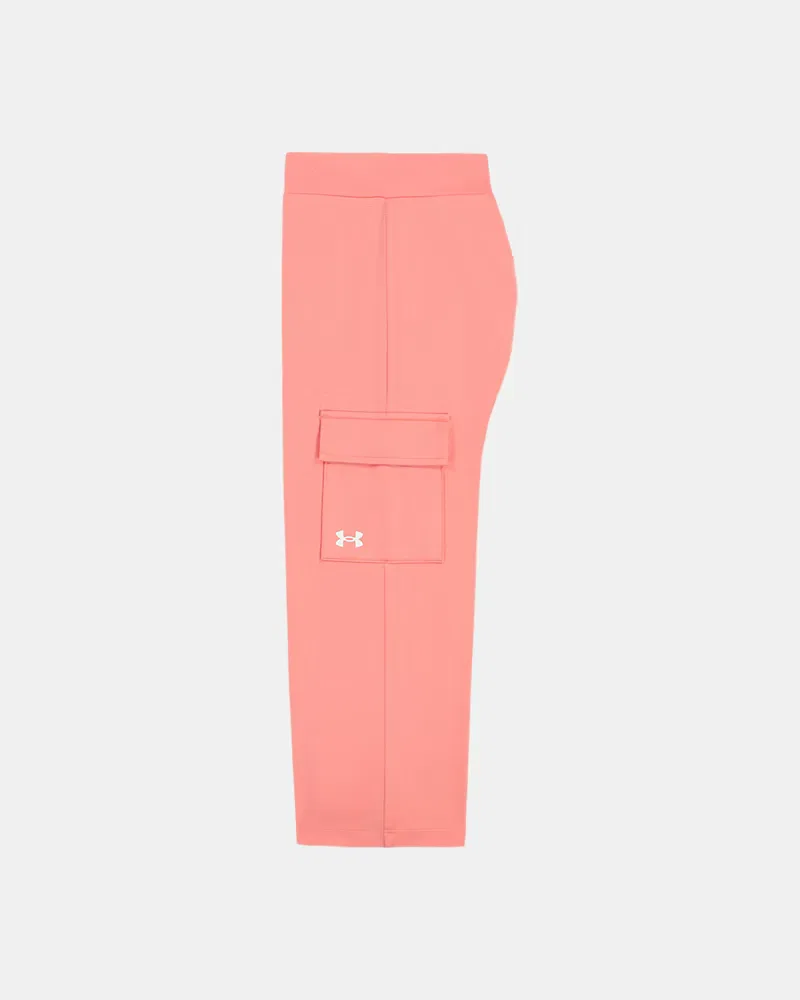 Комплект из футболки и брюк карго для девочек, быстросохнущий UA Ribbed Knit UnderArmour, Apex Pink/Posh Pink — фото 3