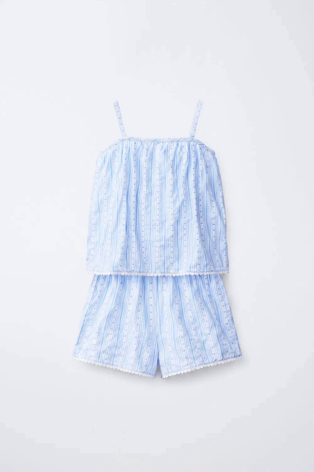 Пижама с полосатым и сердечным принтом, 6-14 лет. ZARA, Light blue