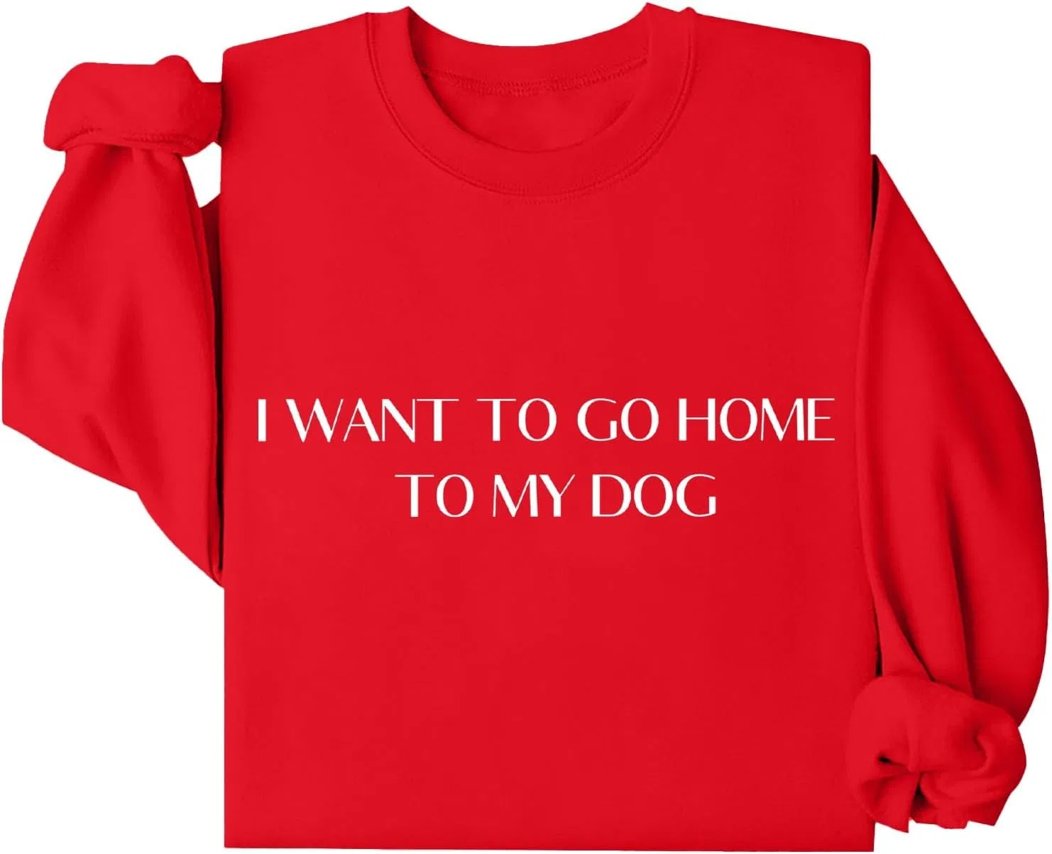 Женский свитшот с принтом I Want To Go Jone To My Dog, красный — фото 4