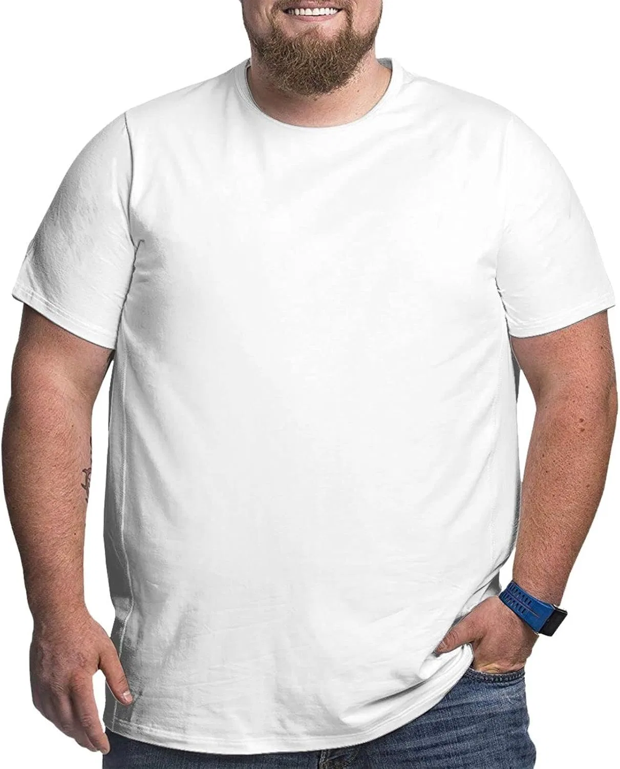 Мужская свободная футболка с круглым вырезом Custom Big T Shirts for Men, White