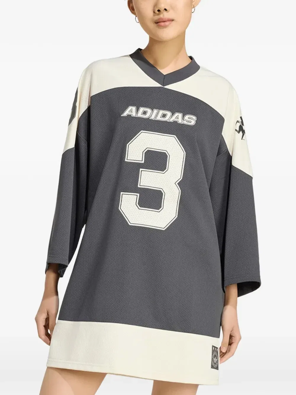 Мини-платье-футболка с логотипом Adidas, серый