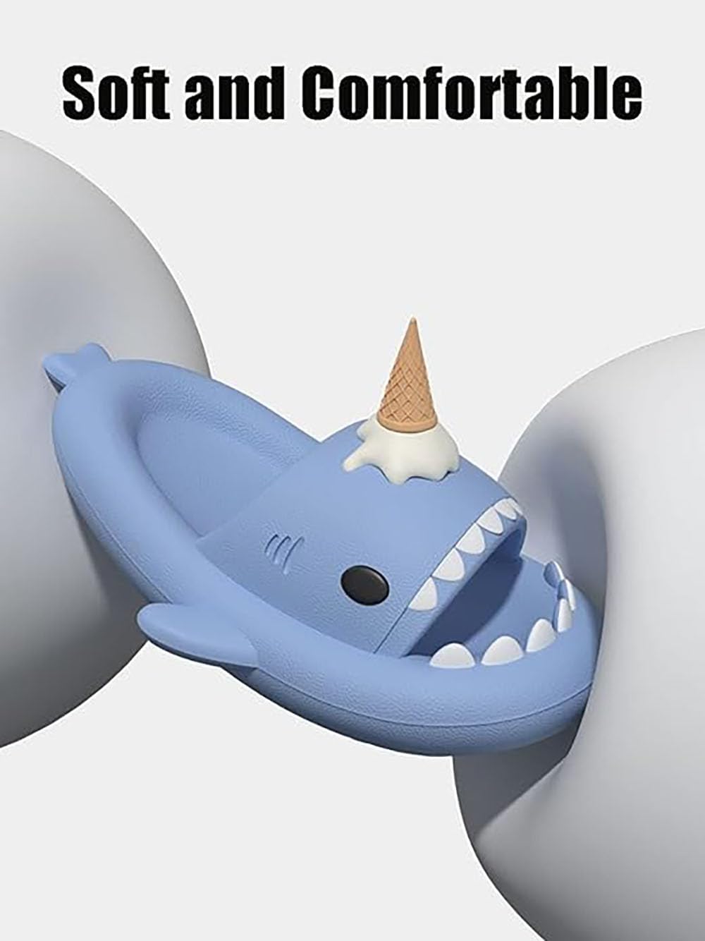 Сандалии Zureto Ice Cream Shark, с 3D-забавными плавниками в виде мороженого, унисекс, облачные сандалии-акулы из ЭВА для пляжа, розовый — фото 2
