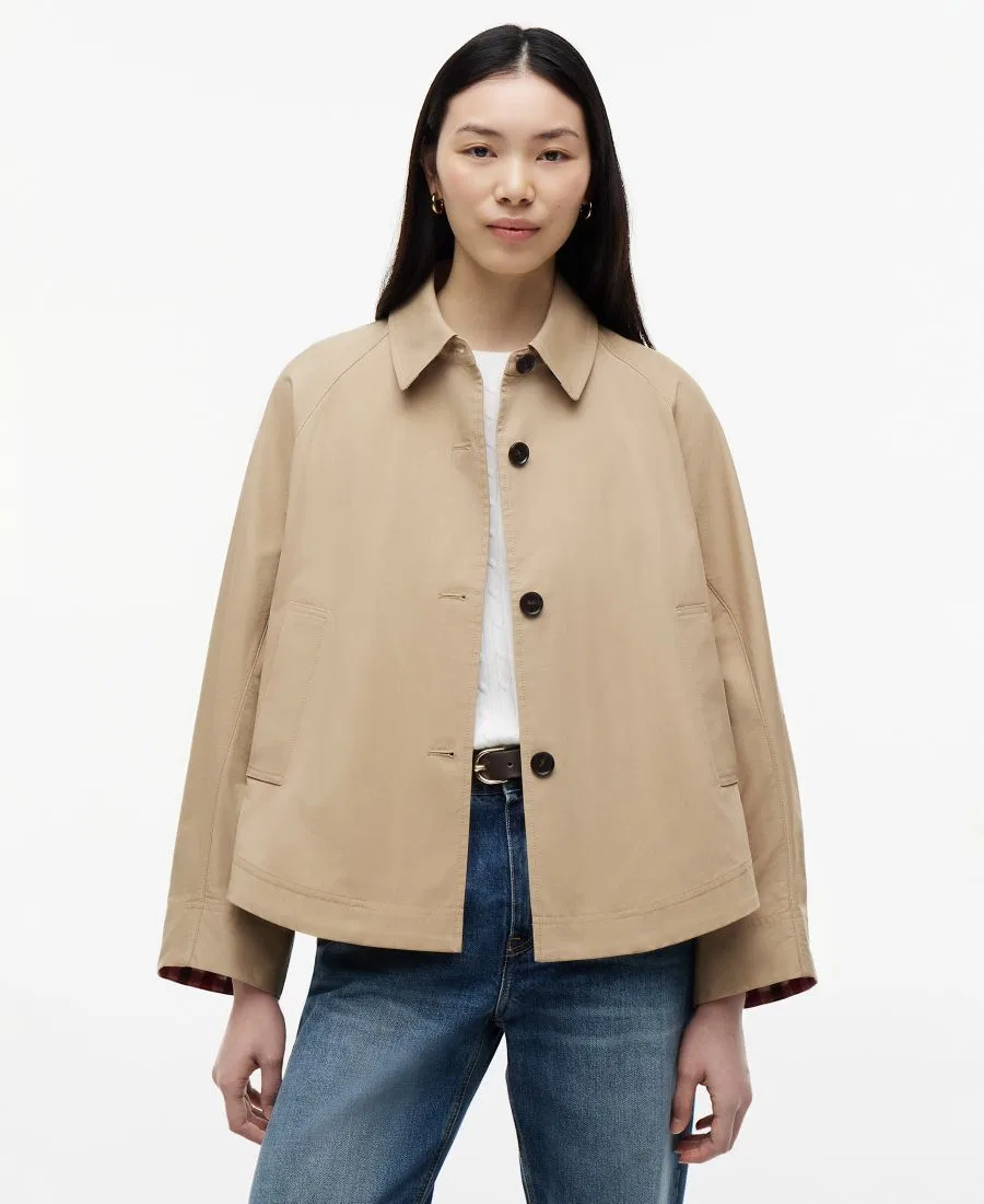 Женская куртка из хлопка с воротником-рубашкой и длинным рукавом Tommy Hilfiger, Camel