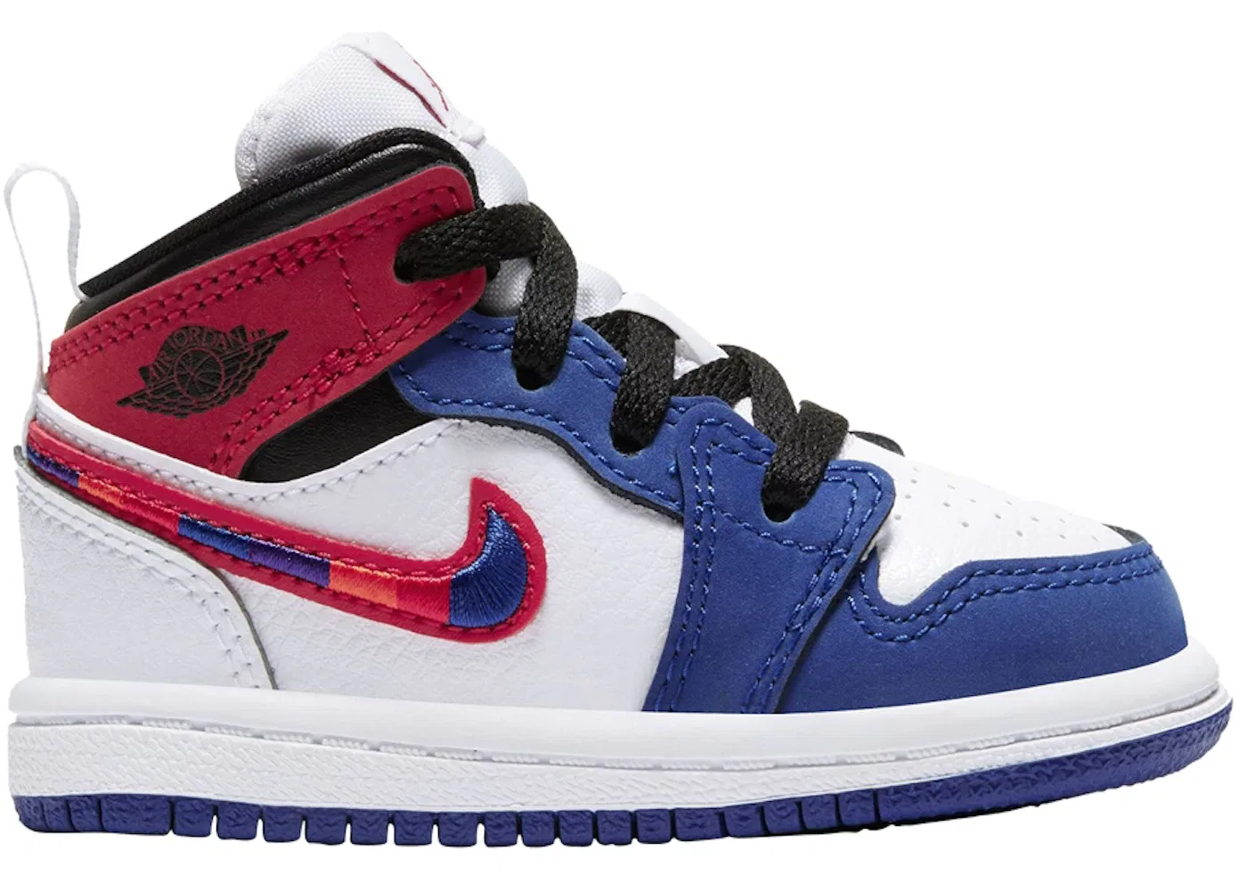 Детские кроссовки с высоким берцем Jordan 1 Mid SE Jordan White/University Red-Rush Blue-Black