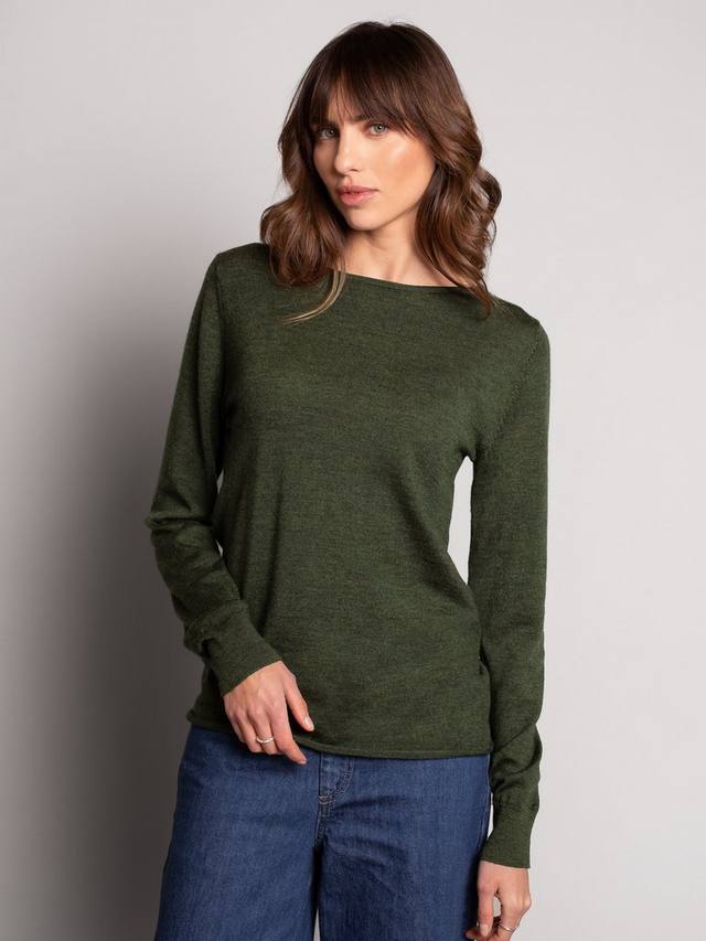 

Джемпер из тонкого мериносового кашемира с лодочкой Celtic & Co., Olive