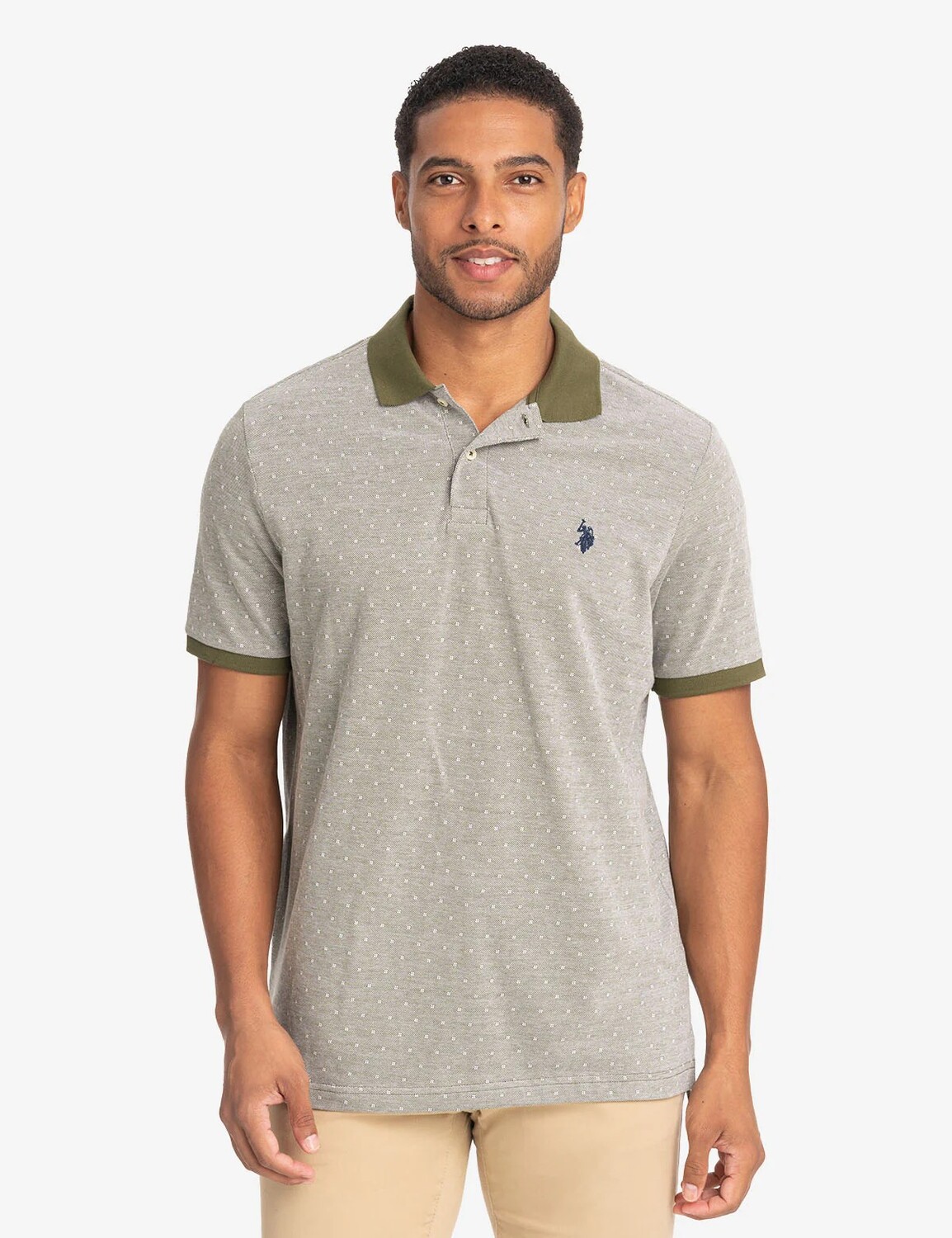 

Футболка поло U.S. Polo Assn. Jacquard Birdseye Pique, оливковый