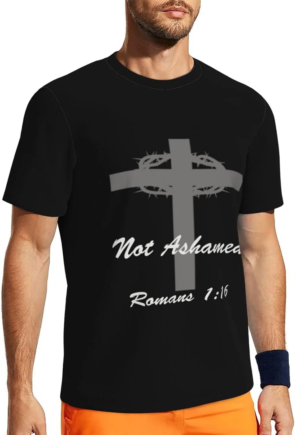 Мужская футболка с сетчатой тканью Letter Print, Religious Christian Faith Jesus1 — фото 4