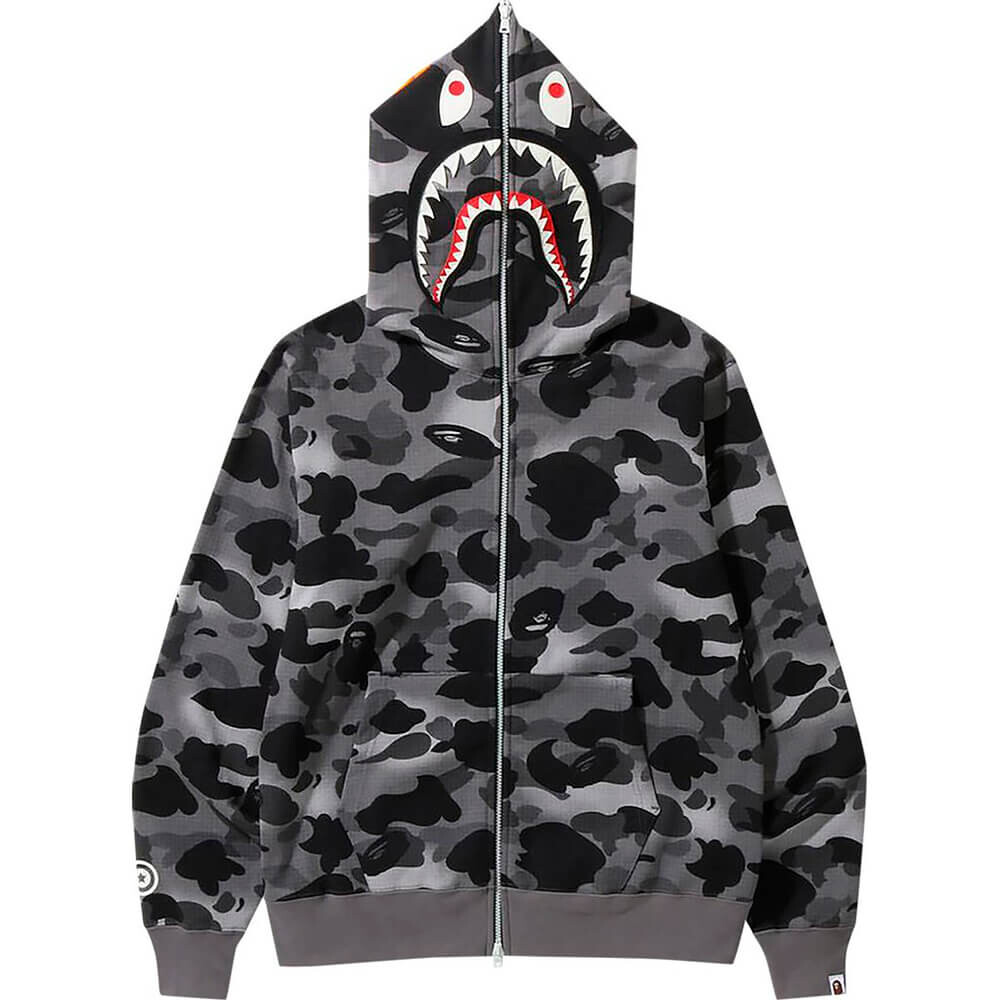 

Худи BAPE Grid Camo Shark Full Zip. черный