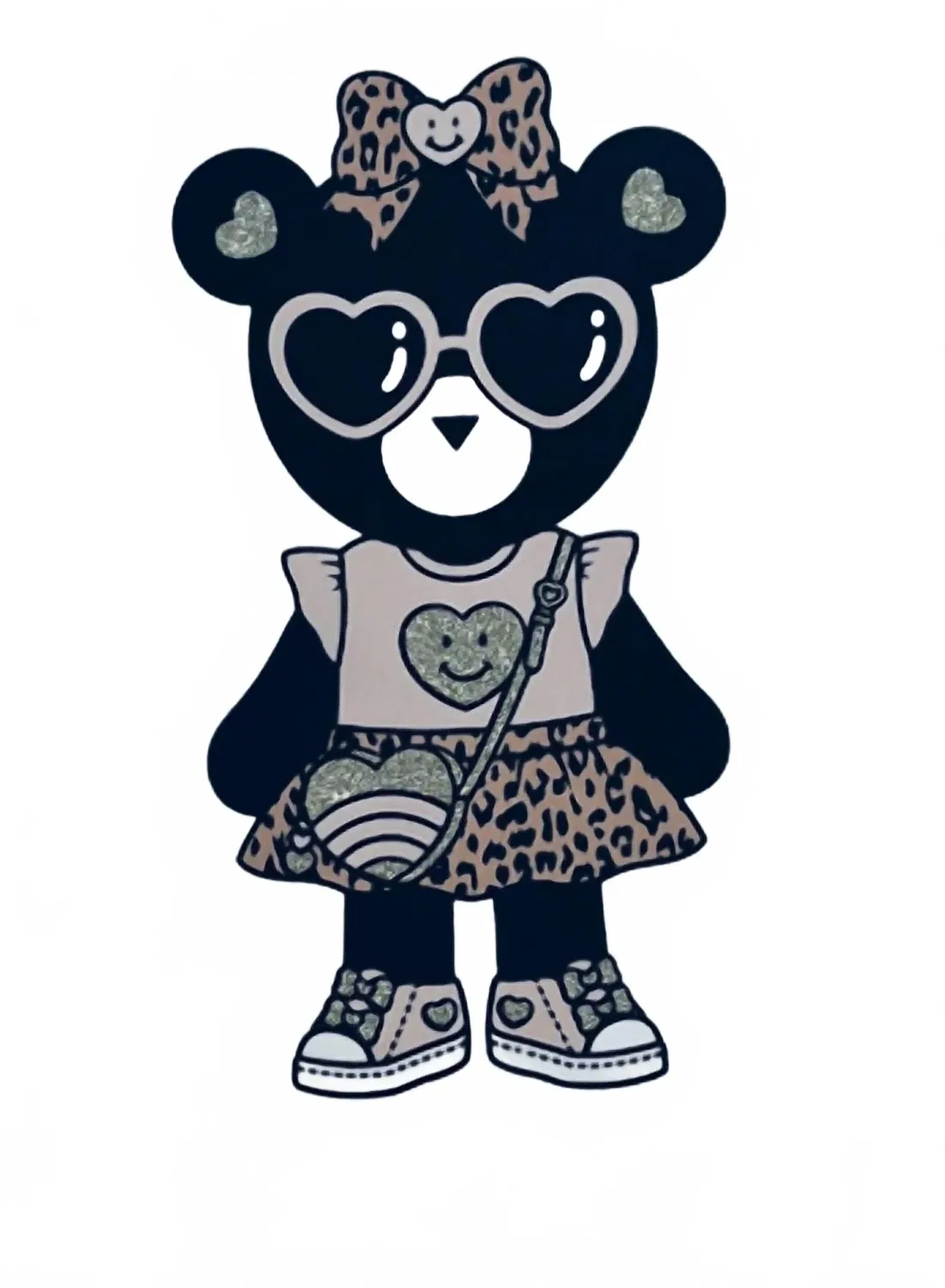Детская футболка для девочек с принтом Teddy Heart Eyes Print Huxbaby, White — фото 2