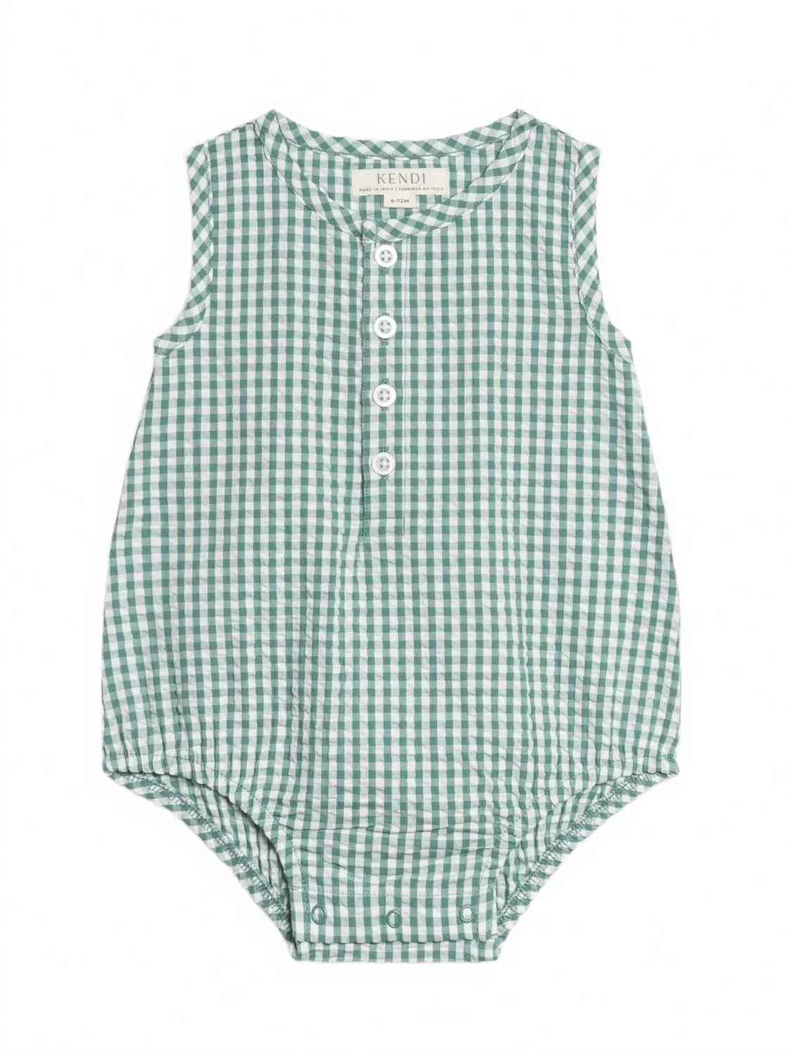 Детский боди-комбинезон без рукавов Wren Seersucker Colored Organics, Laguna Gingham