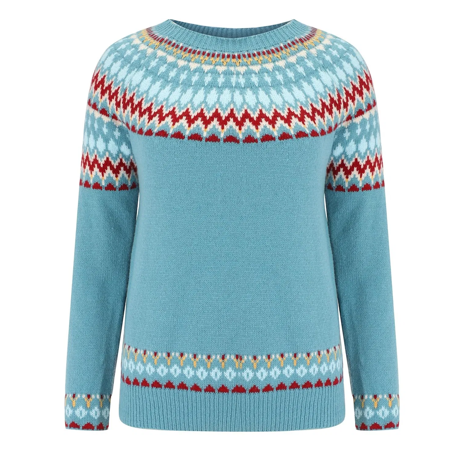 Женский джемпер с жаккардовым узором Fair Isle, Z22 Sky Blue — фото 3