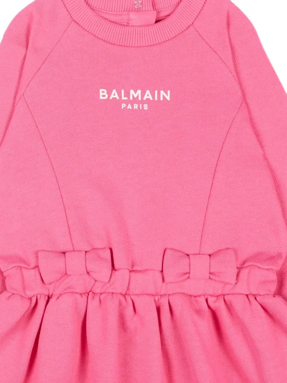Платье с бантом и логотипом Balmain Kids, розовый — фото 3