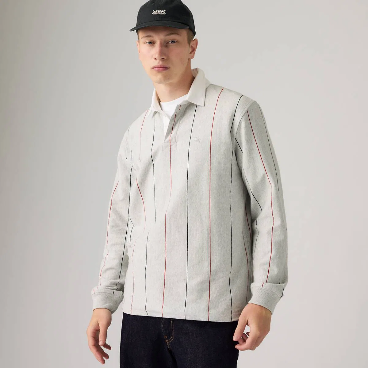 Регбийная футболка Union Levi's, Barrett Stripe Light Grey Heather Emboldened - Grey