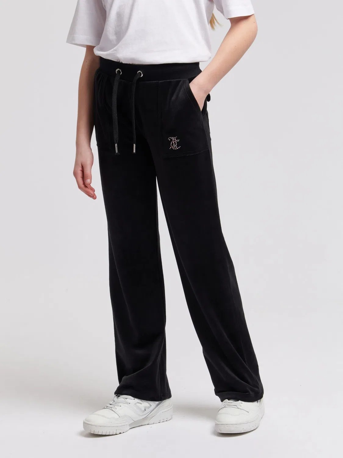 Джоггеры с пайетками, широкие Juicy Couture, черный