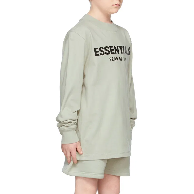 Детская футболка с принтом FW21 T Shirt Fear Of God Essentials, Concrete — фото 4