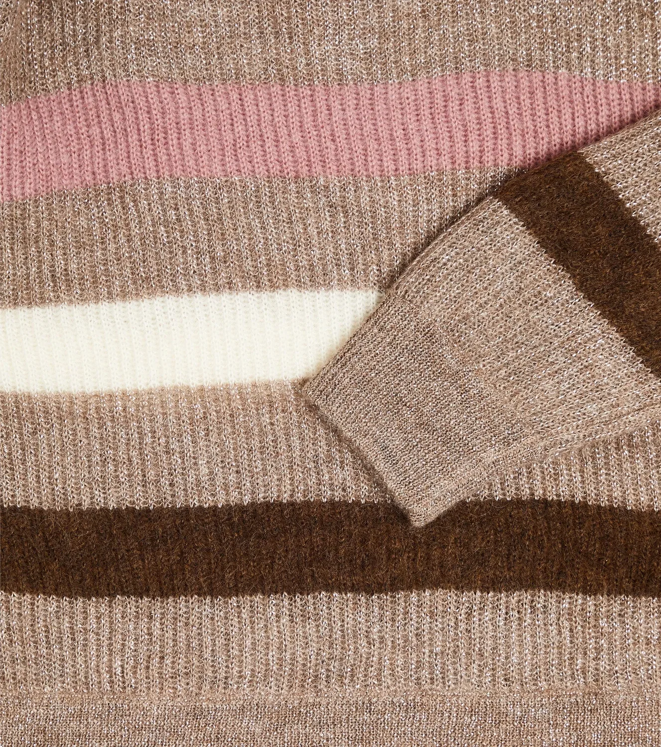 Свитер из мохера с полосами Brunello Cucinelli Kids, коричневый — фото 2