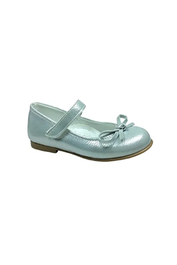 Детские балетки для девочек с принтом 1010 emt bebe - shiny silver vk, mustache bow evening dress girls' shoes fancy Ortopedikal, Silver